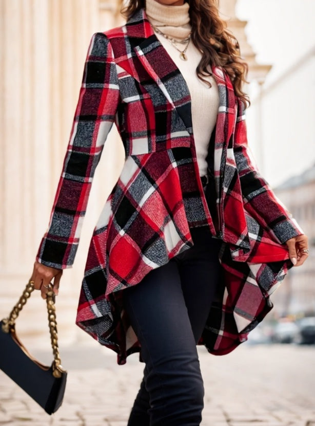 Women's Plaid Pattern Button Front Jacket