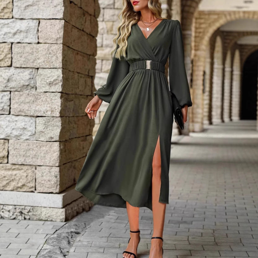 Women's Long-sleeved Dress Slit Formal Dress