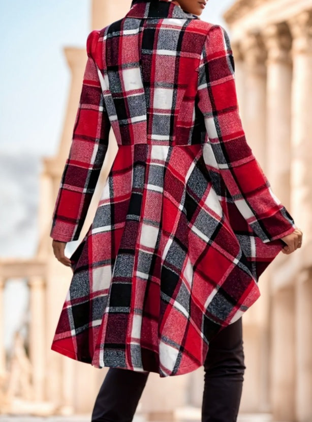 Women's Plaid Pattern Button Front Jacket