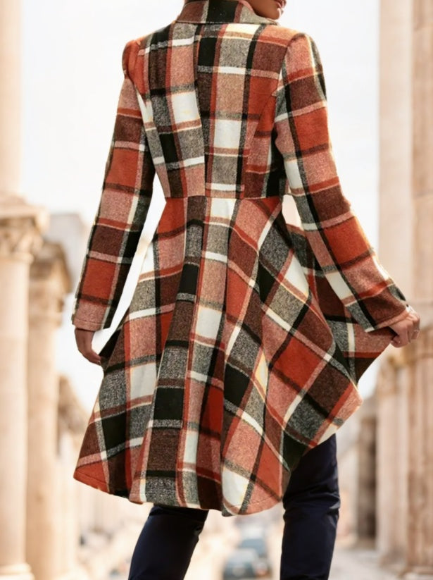 Women's Plaid Pattern Button Front Jacket